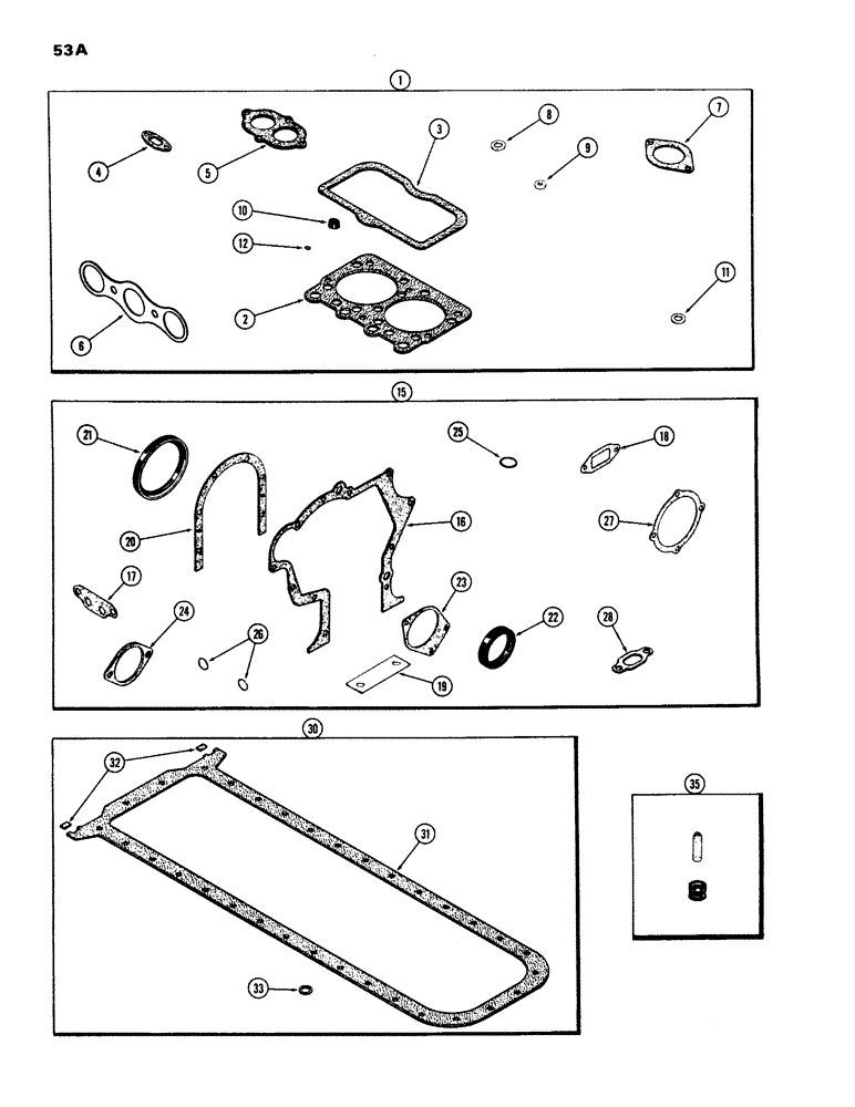 Схема запчастей Case IH 970 - (053A) - ENGINE GASKET KITS, (377B) SPARK IGNITION ENGINE, USED PRIOR TO ENGLISH SERIAL NUMBER 2322106 (02) - ENGINE