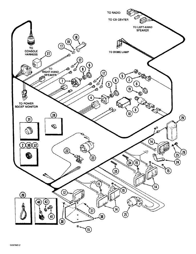 Схема запчастей Case IH 1660 - (4-22) - CAB ROOF HARNESS (06) - ELECTRICAL