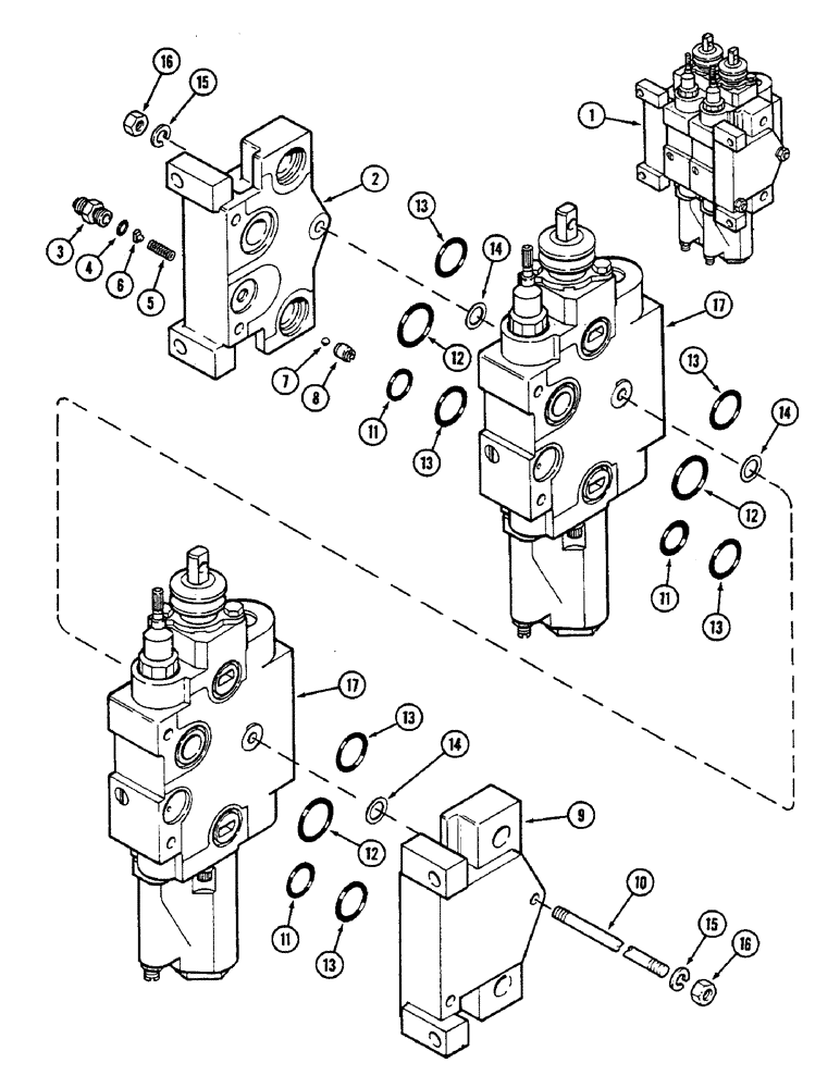 Схема запчастей Case IH 2290 - (8-428) - REMOTE HYDRAULICS, CONTROL VALVE ASSEMBLY, 2 SECTION (08) - HYDRAULICS