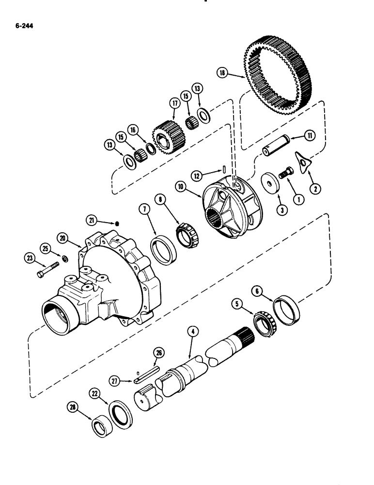 Схема запчастей Case IH 2294 - (6-244) - REAR AXLE, HOUSING & PLANETARY GEARS, 96" (2438MM) LONG 3-7/8" DIA., 120" (3048MM) LONG 3-7/8" DIA. (06) - POWER TRAIN