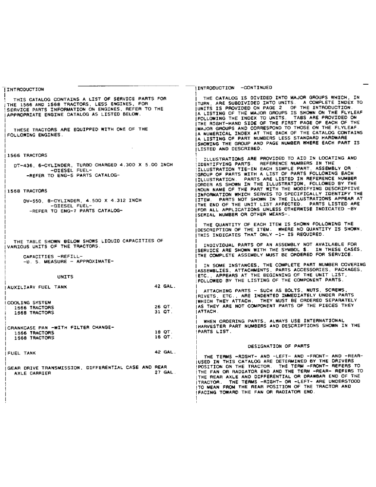 Схема запчастей Case IH 1568 - (00-04) - INTRODUCTION - FLUID CAPACITIES (00) - GENERAL