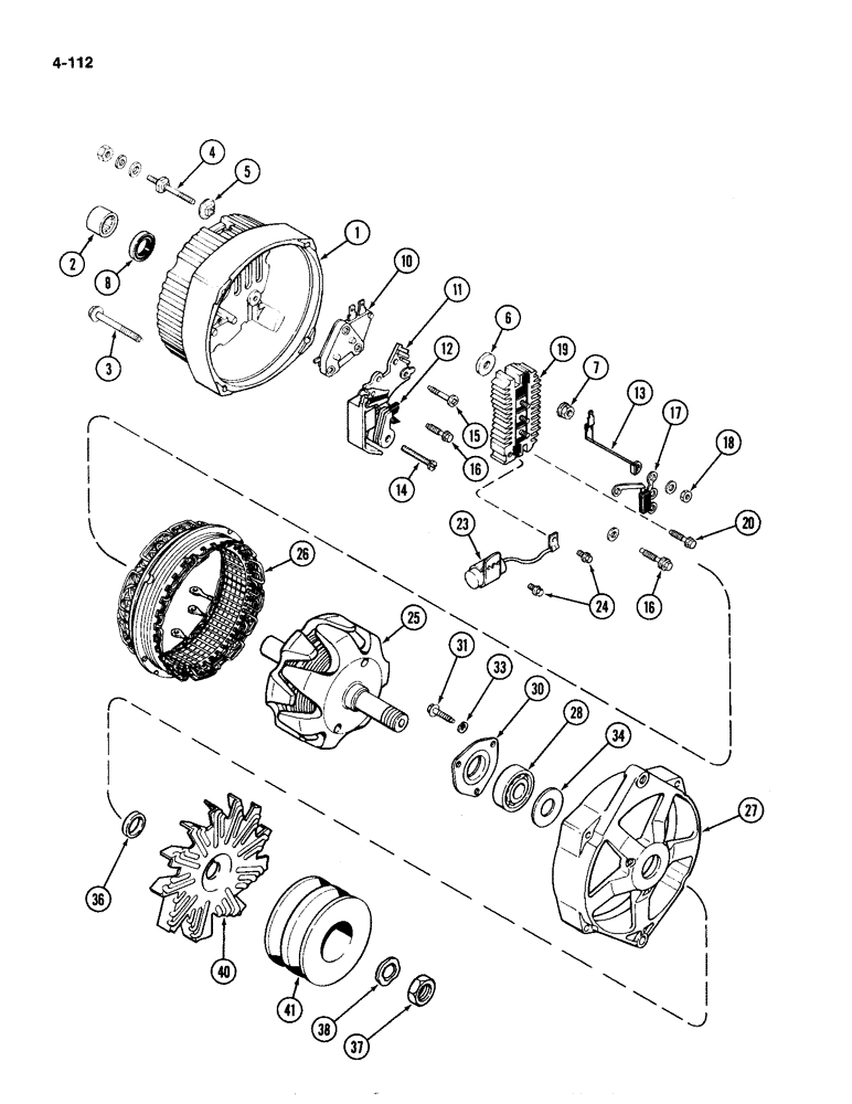 Схема запчастей Case IH 4490 - (4-112) - ALTERNATOR ASSEMBLY, WITH U.S. STANDARD MOUNTING HARDWARE (04) - ELECTRICAL SYSTEMS