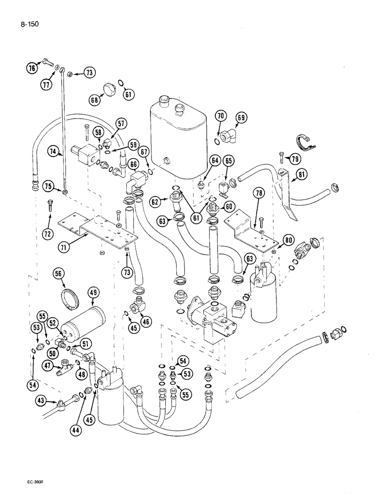 Схема запчастей Case IH 1680 - (8-150) - HYDRAULICS HOSES-FILTERS-AUXILIARY PUMP, HEADER LIFT & REEL DRIVE, P.I.N JJC0117060 & AFTER (CONTD) (07) - HYDRAULICS