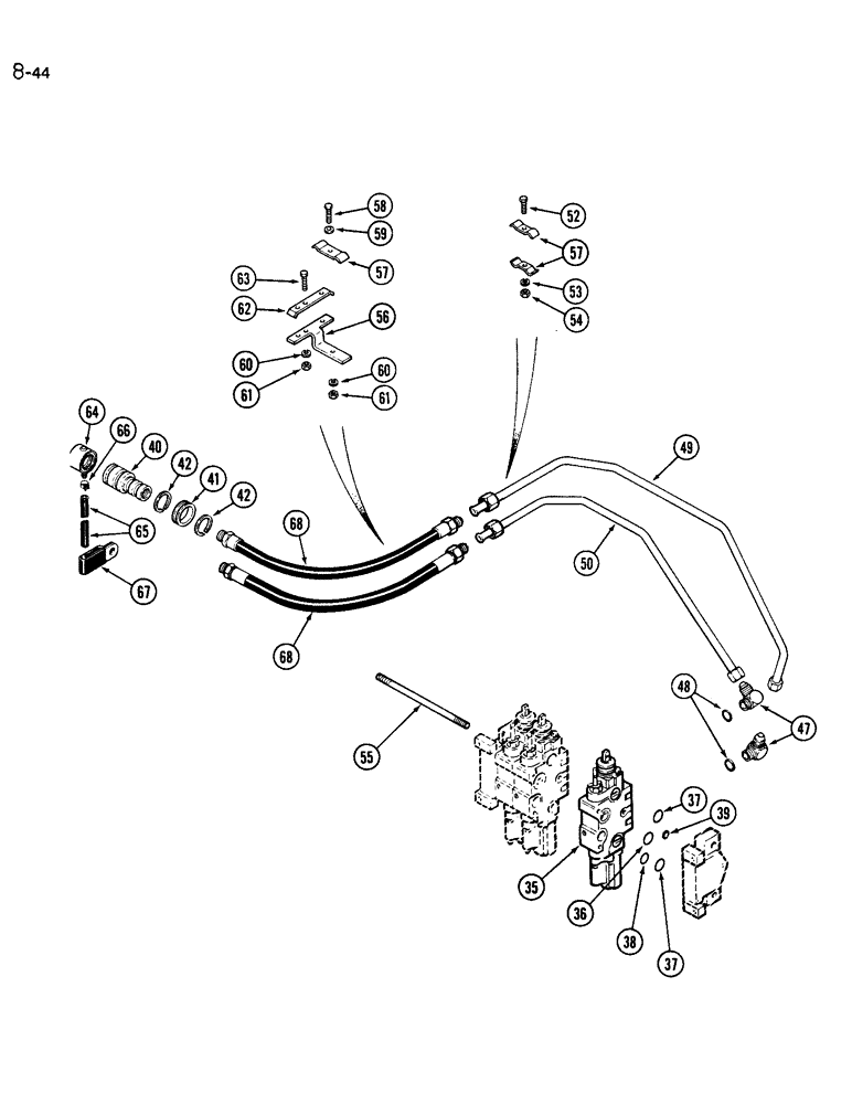 Схема запчастей Case IH 1896 - (8-44) - REMOTE ADD-ON ATTACHMENT, NO. THREE CIRCUIT, WITH LOAD CHECK (08) - HYDRAULICS