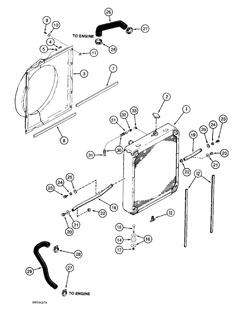 Схема запчастей Case IH 1688 - (2-02) - RADIATOR AND FAN SHROUD (01) - ENGINE