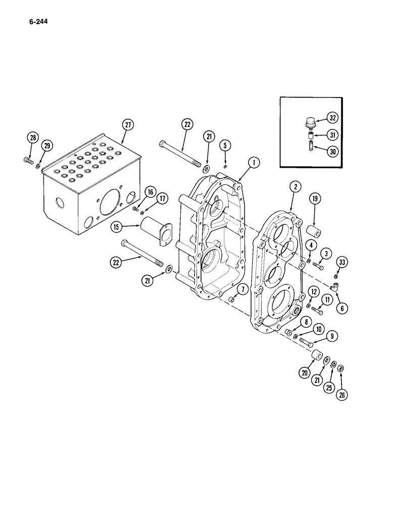 Схема запчастей Case IH 4994 - (6-244) - PTO HOUSING ASSEMBLY AND SHIELD (06) - POWER TRAIN