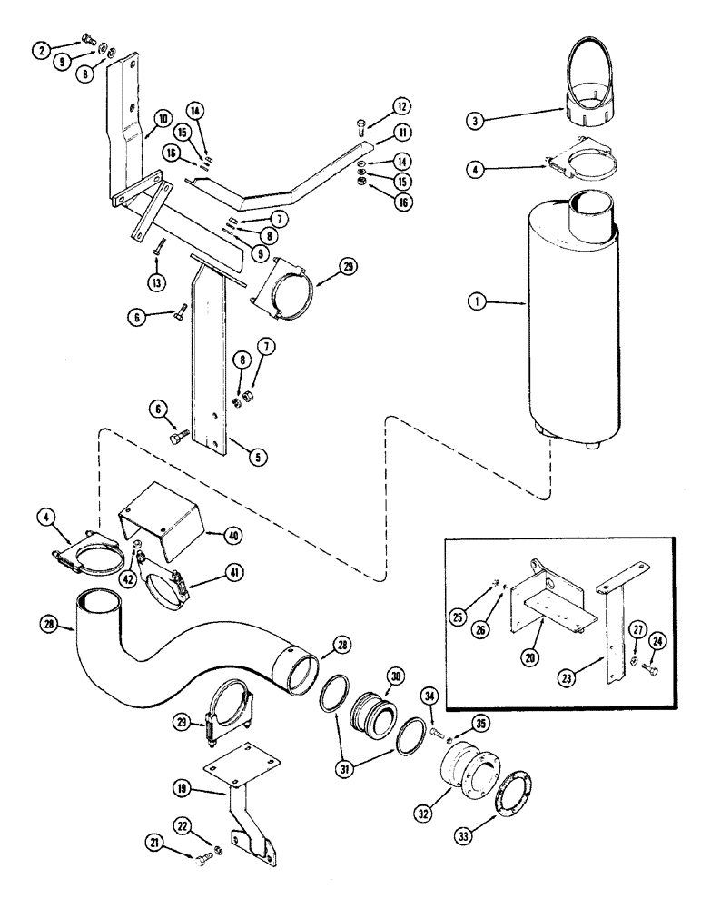 Схема запчастей Case IH 2870 - (022) - EXHAUST TUBE AND MUFFLER, 674 CUBIC INCH DIESEL ENGINE (02) - ENGINE