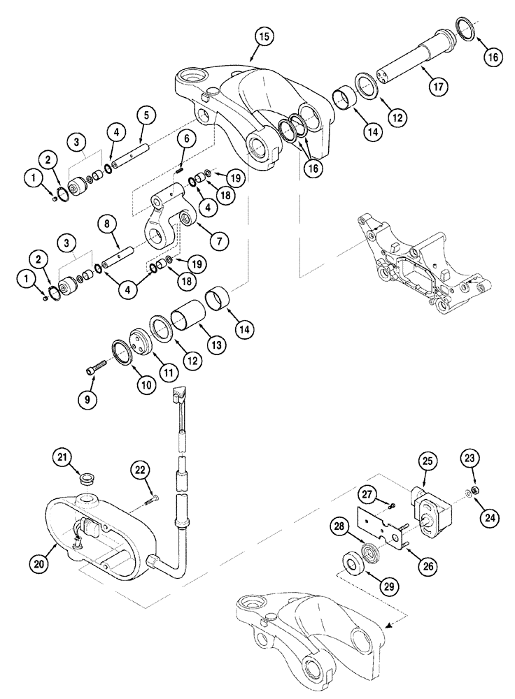 Схема запчастей Case IH MX170 - (05-21) - FRONT AXLE SUSPENSION (25) - FRONT AXLE SYSTEM