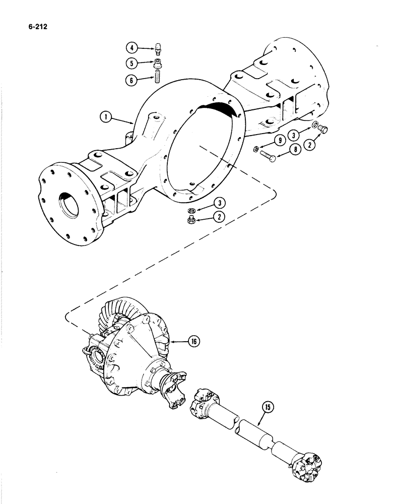 Схема запчастей Case IH 4894 - (6-212) - REAR AXLE AND DIFFERENTIAL HOUSING PRIOR TO P.I.N. 8865170 (06) - POWER TRAIN