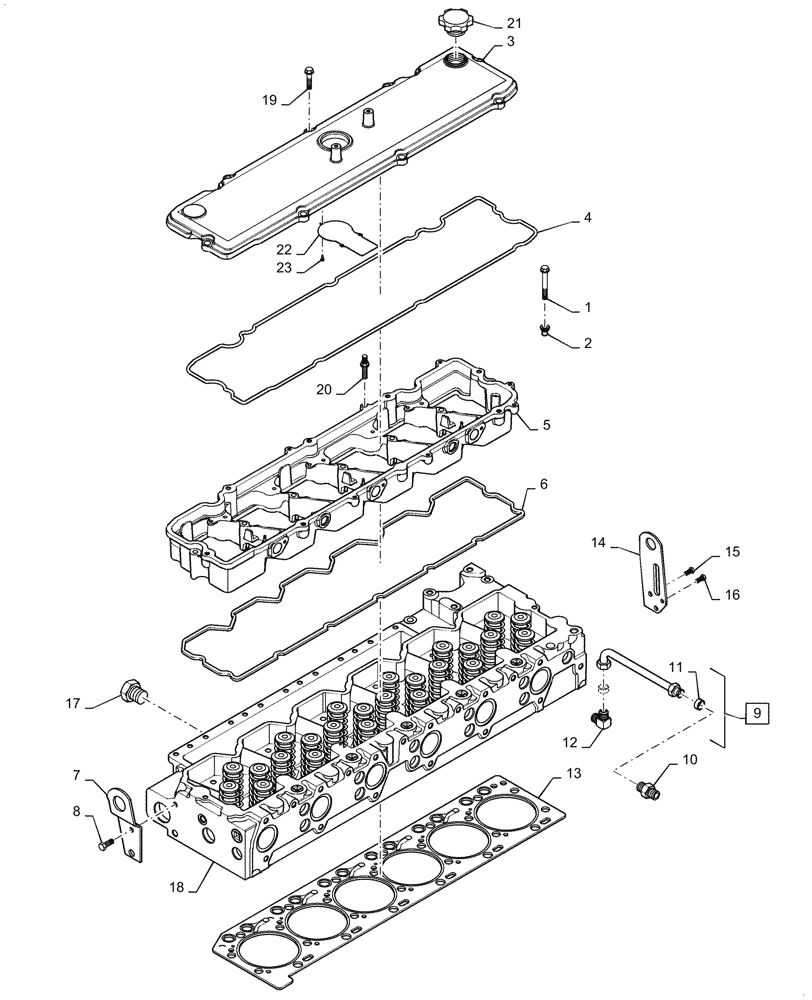 Схема запчастей Case IH CPX620 - (02-23) - CYLINDER HEAD AND COVER - ASN Y6T011701 (01) - ENGINE