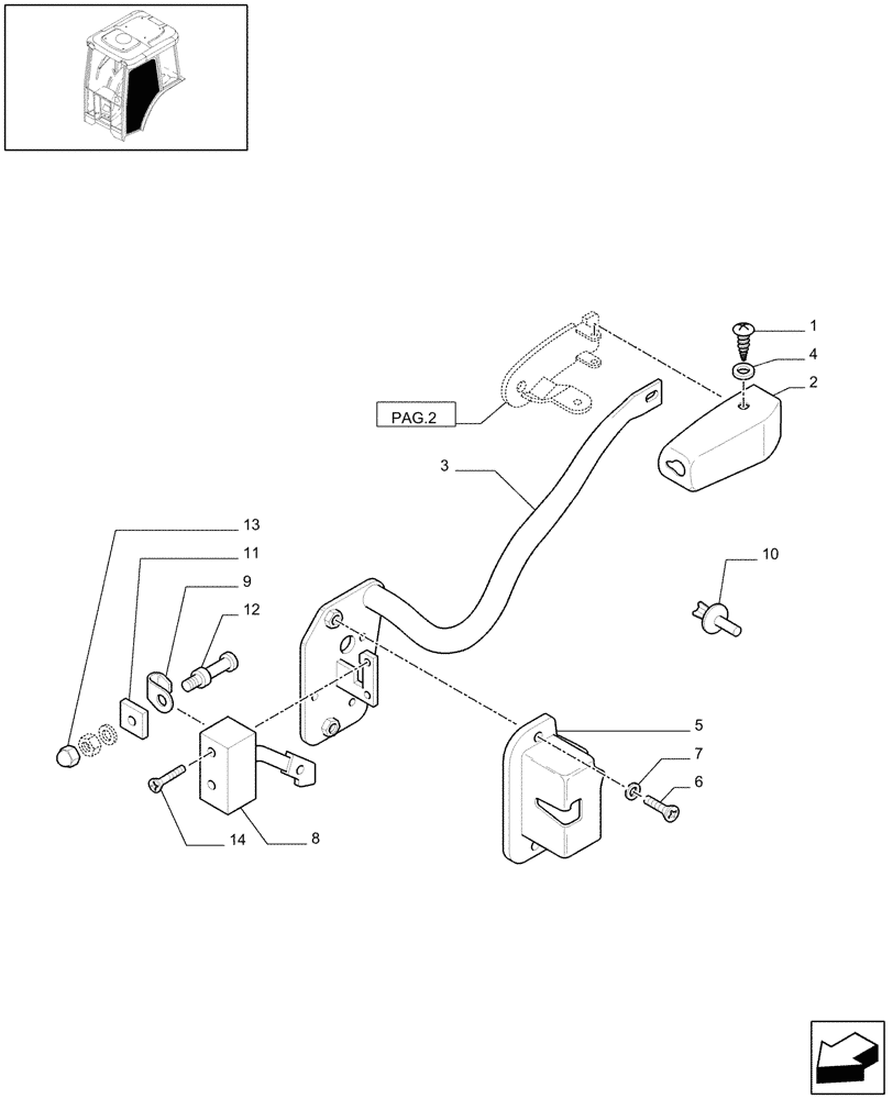 Схема запчастей Case IH JX1095N - (1.92.92[03]) - CAB - DOOR INNER HANDLE AND RELEVANT PARTS - C5188 (10) - OPERATORS PLATFORM/CAB