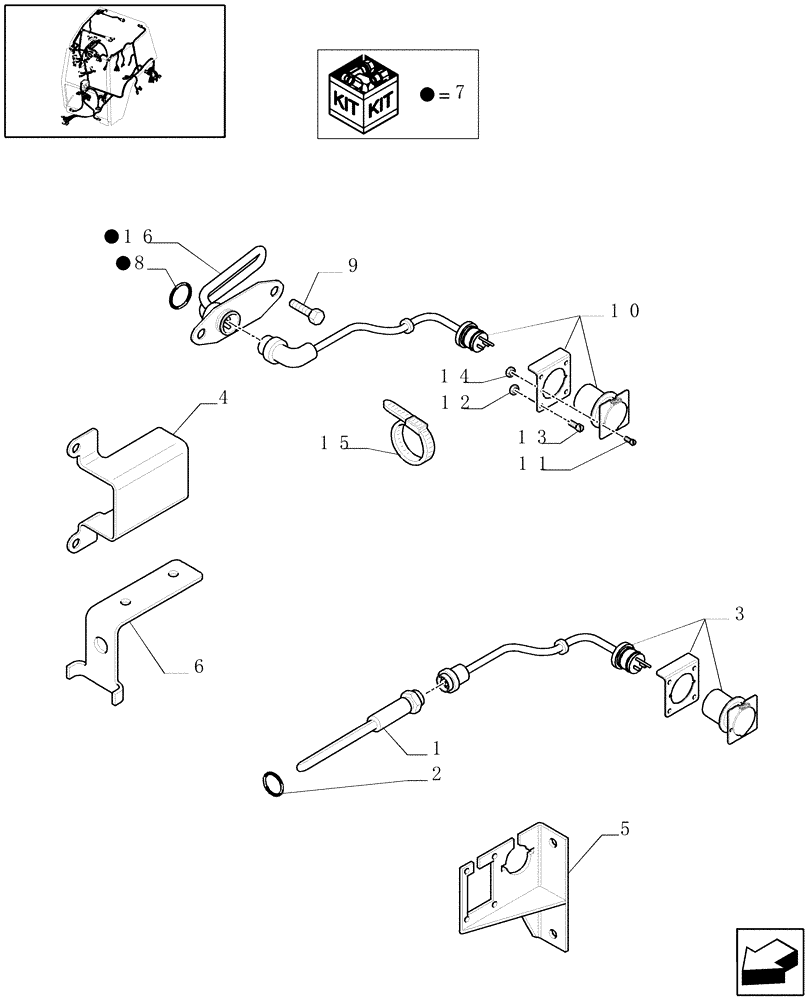 Схема запчастей Case IH MAXXUM 115 - (1.91.4/11[01A]) - ENGINE BLOCK AND TRANSMISSION HEATER, 110 V - D6470 - C7114 (VAR.330205) (10) - OPERATORS PLATFORM/CAB