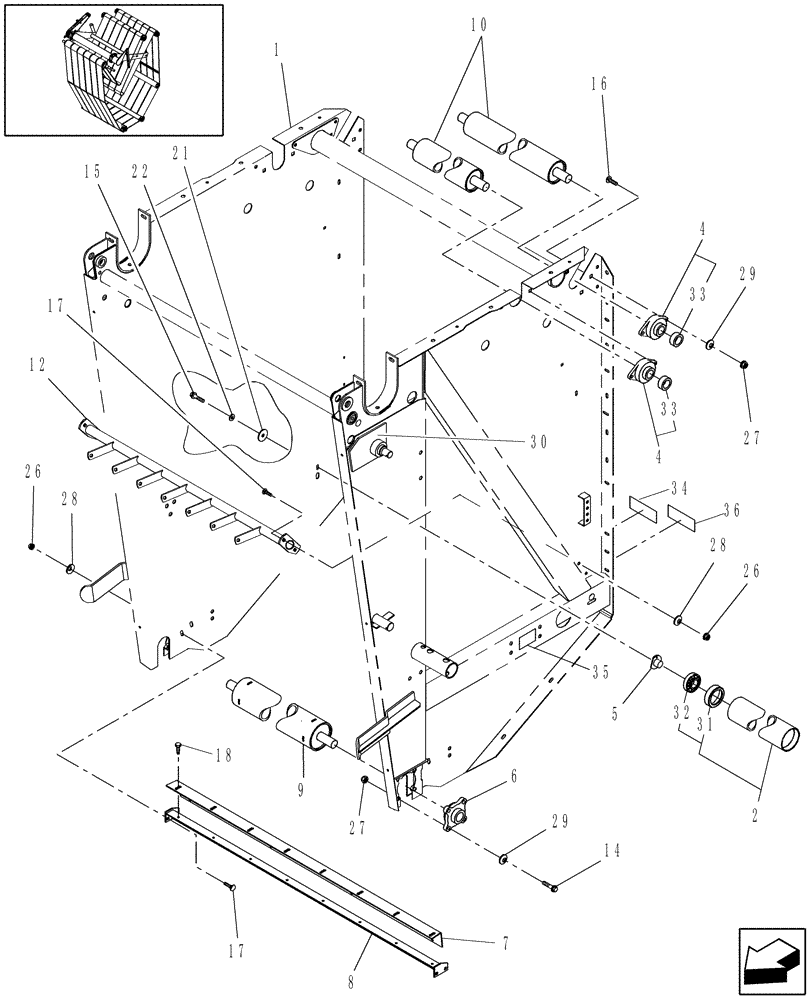 Схема запчастей Case IH RB454 - (14.43) - TAILGATE & SMOOTH ROLLS (14) - BALE CHAMBER