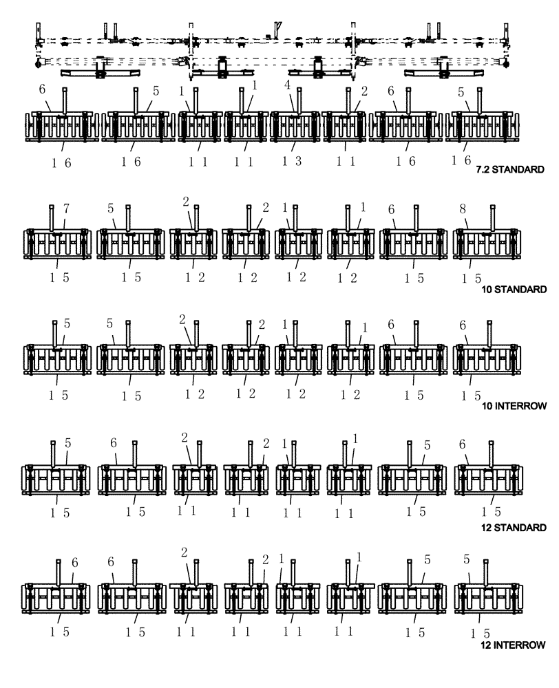 Схема запчастей Case IH ATX400 - (6.030.1) - GANG FRAME PARTS LAYOUT 39 Packer Gang Assemblies and Frames