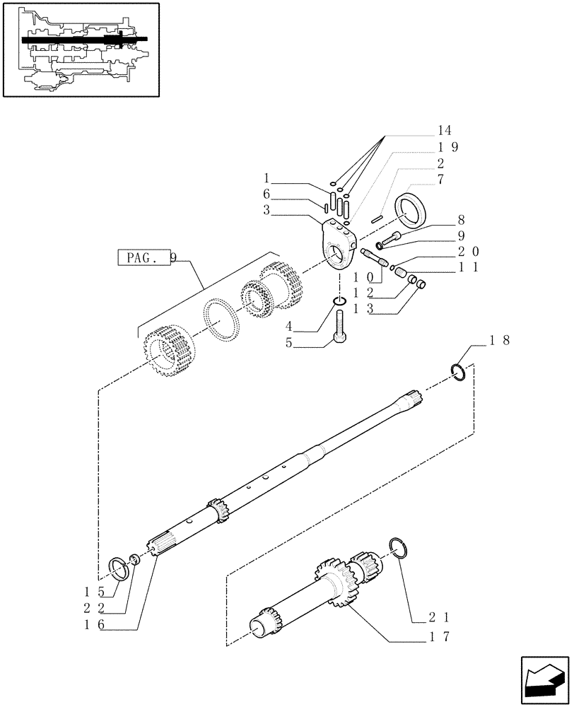 Схема запчастей Case IH MXU115 - (1.28.1/03[10]) - (VAR.129) 16X16 (SPS) GEARBOX - SLOW RANGE DRIVING SHAFT AND PTO SHAFT (03) - TRANSMISSION