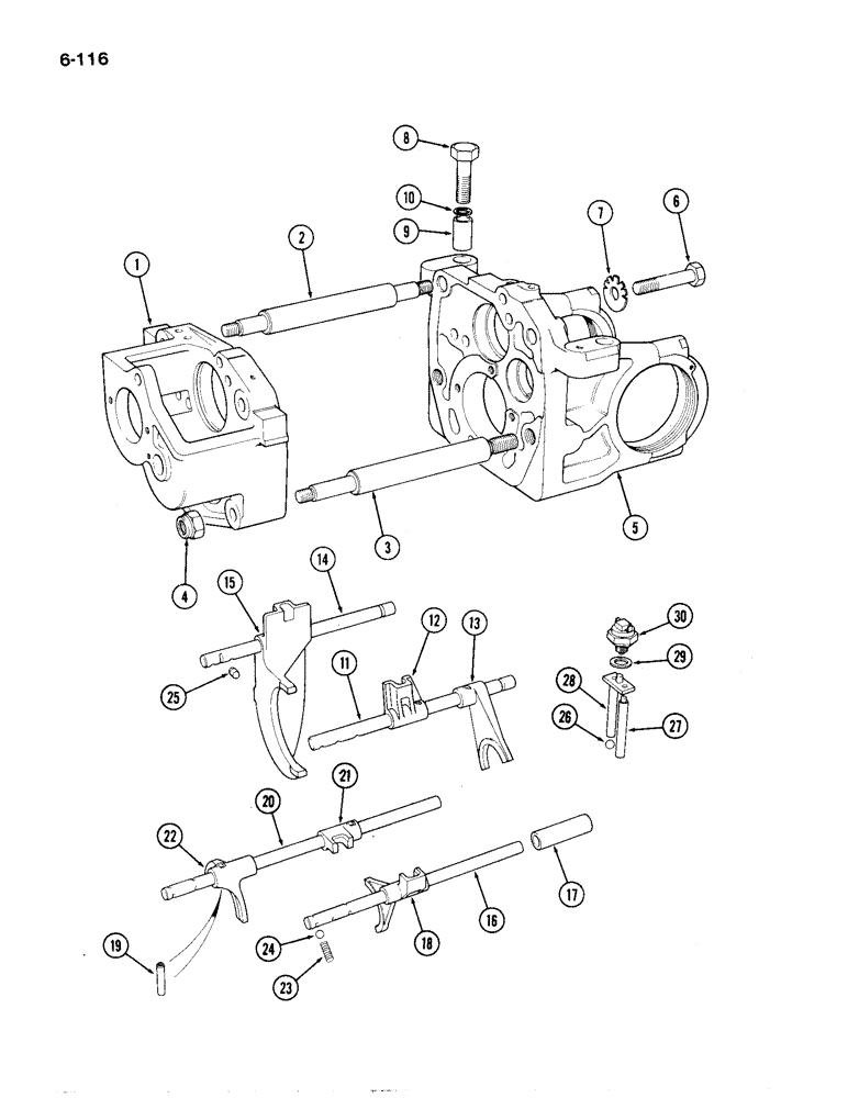 Схема запчастей Case IH 1194 - (6-116) - GEARBOX HOUSING AND SELECTORS (06) - POWER TRAIN