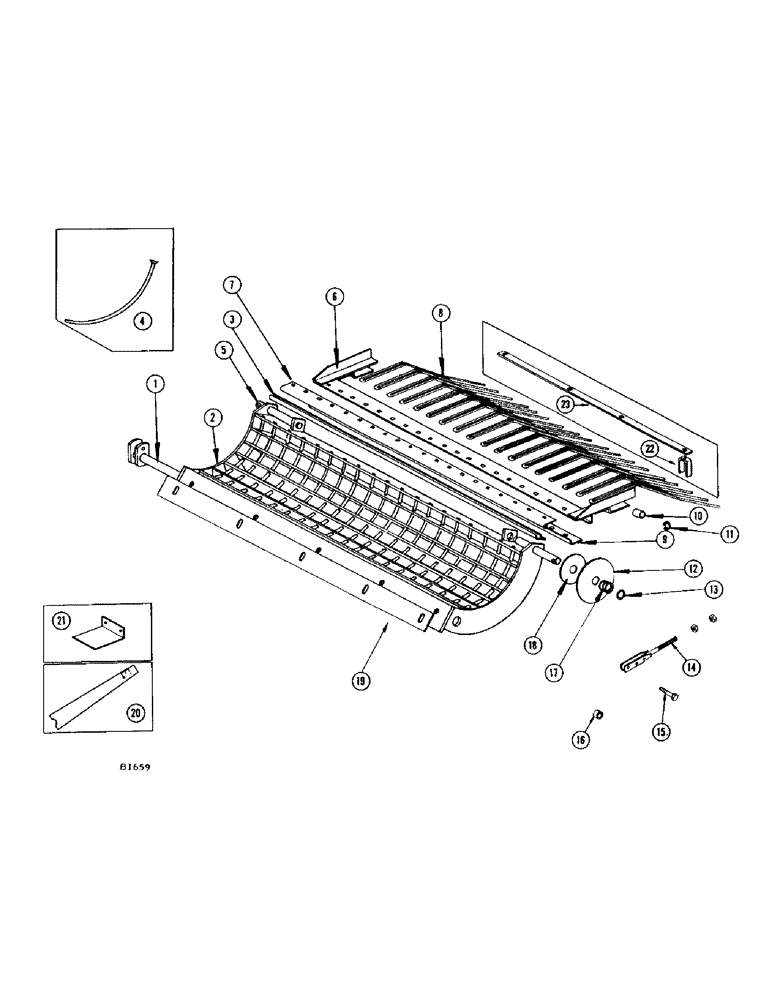 Схема запчастей Case IH 460 - (046) - RUB BAR CONCAVE, FILLER STRIP ATTACHMENT, AND RUBBER COVERED FILLER BAR ATTACHMENT (66) - THRESHING