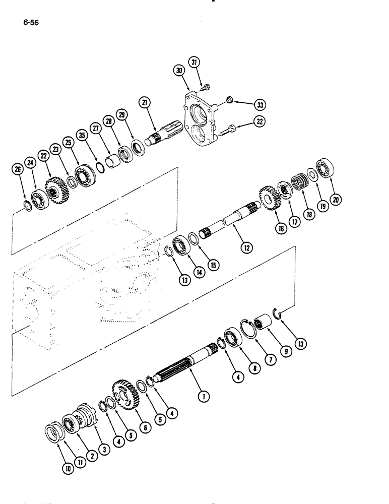 Схема запчастей Case IH 235 - (6-56) - PTO GEARS AND SHAFTS, MECHANICAL TRANSMISSION (06) - POWER TRAIN