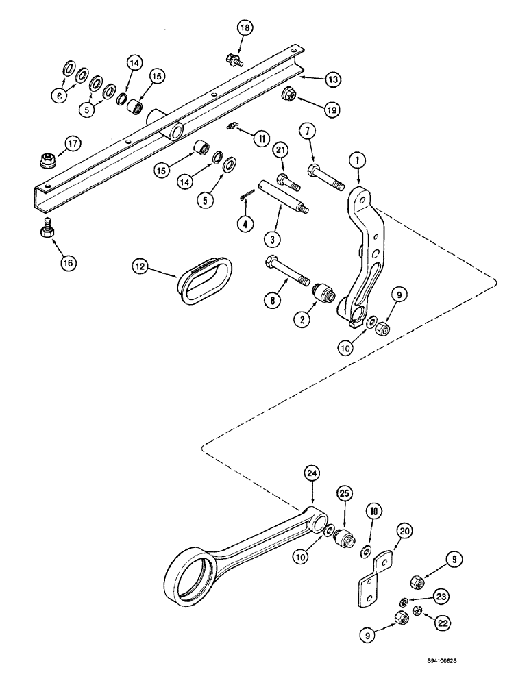 Схема запчастей Case IH 2144 - (9B-36) - CHAFFER DRIVE HANGER LEVER AND SUPPORT (14) - ROTOR, CONCANVES & SIEVE