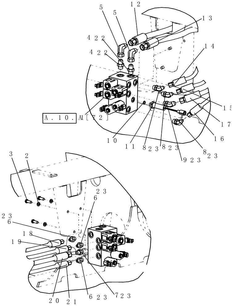 Схема запчастей Case IH 1200PT - (A.10.A[53]) - LAYOUT VALVE MARKER MOUNTING 24 ROW (ASN CBJ022252) A - Distribution Systems