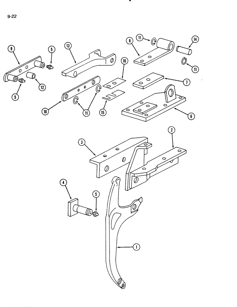 Схема запчастей Case IH 720 - (9-22) - TOGGLE TRIP BEAM UNIT, MACHINES WITH TWO PIECE MOUNTING BRACKETS (09) - CHASSIS/ATTACHMENTS