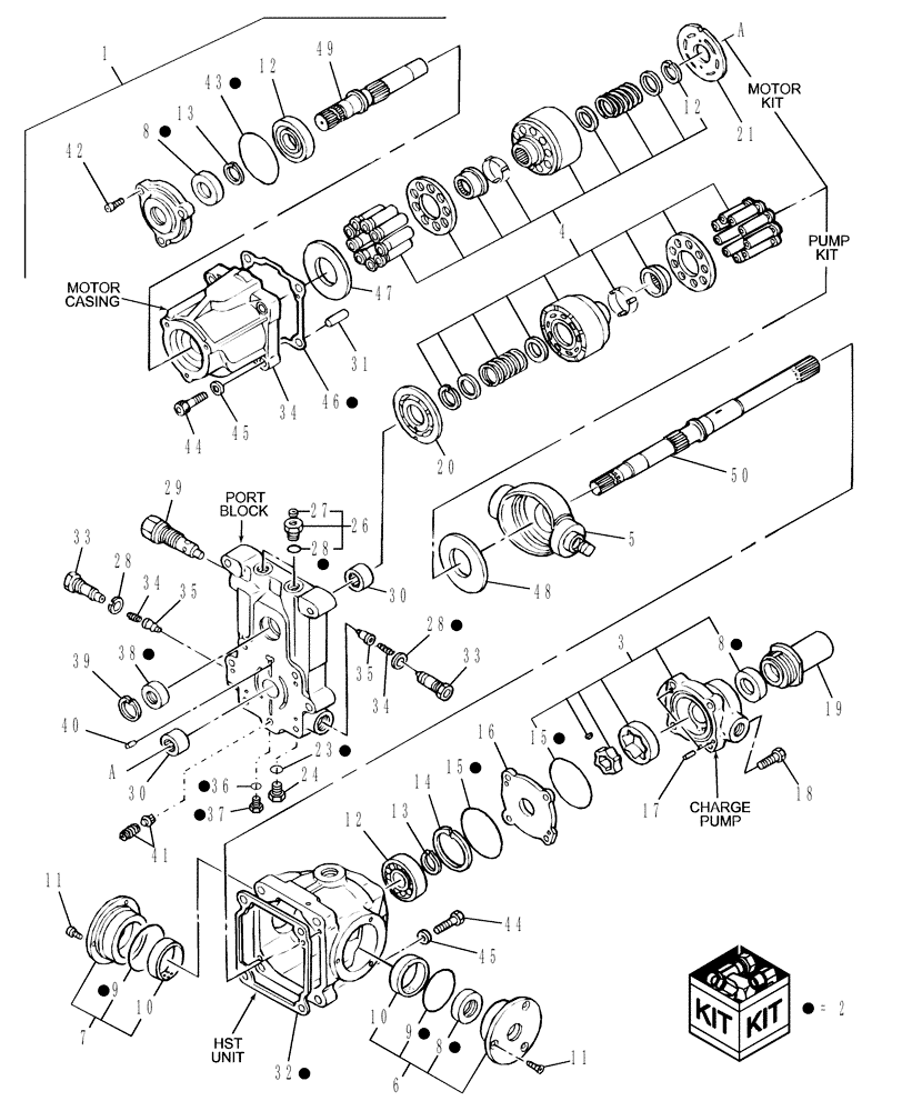 Схема запчастей Case IH DX33 - (03.16) - HST (03) - TRANSMISSION