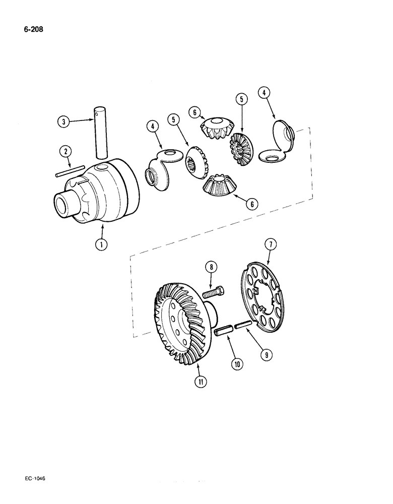 Схема запчастей Case IH 385 - (6-208) - DIFFERENTIAL, 4 WHEEL DRIVE, MFD AXLE TYPE APL-330 (06) - POWER TRAIN