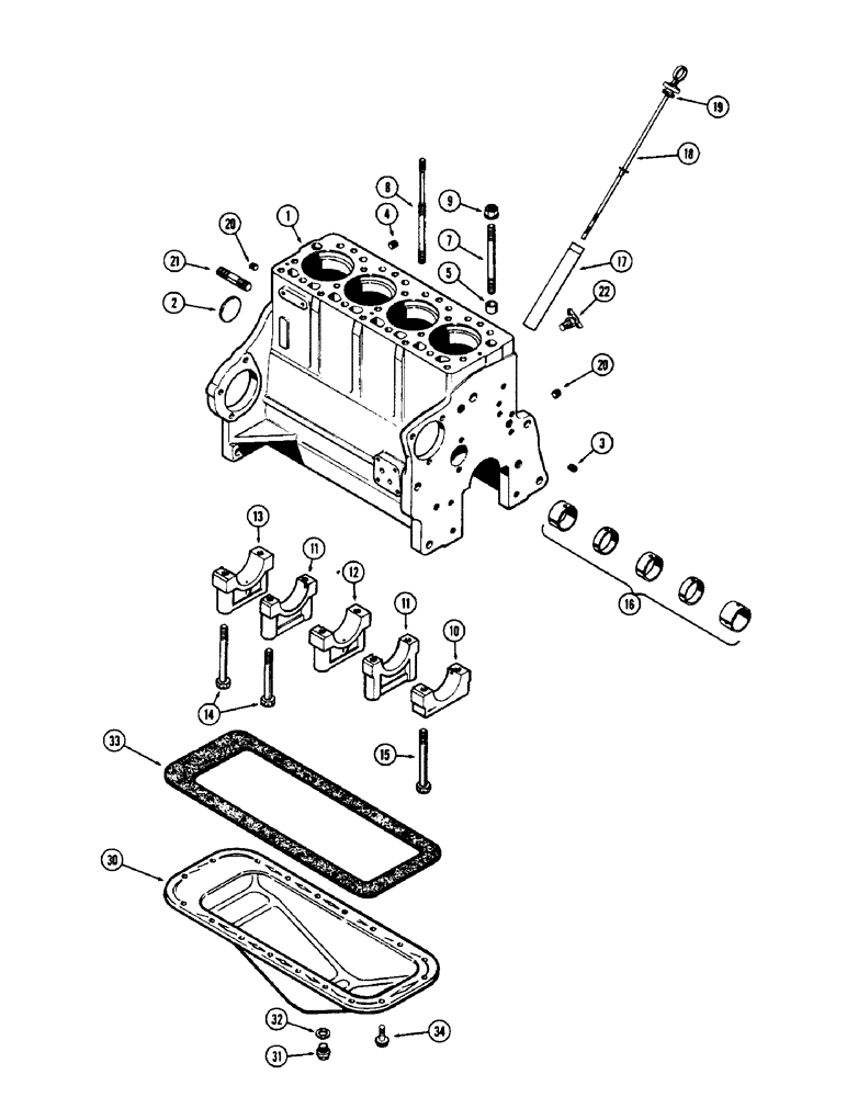 Схема запчастей Case IH 1150 - (120) - CYLINDER BLOCK ASSY, 188 DIESEL ENGINE, FOR WIDE FLANGED SLEEVES, USED ENG. S.N. 2610997 THRU 261482 (10) - ENGINE