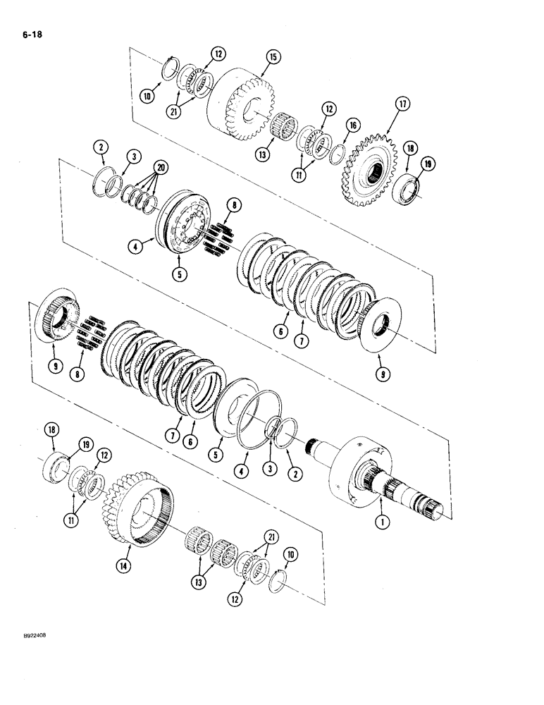 Схема запчастей Case IH 9210 - (6-018) - TRANSMISSION ASSEMBLY, 7 INCH SECOND CLUTCH PACK (CONTD) (06) - POWER TRAIN