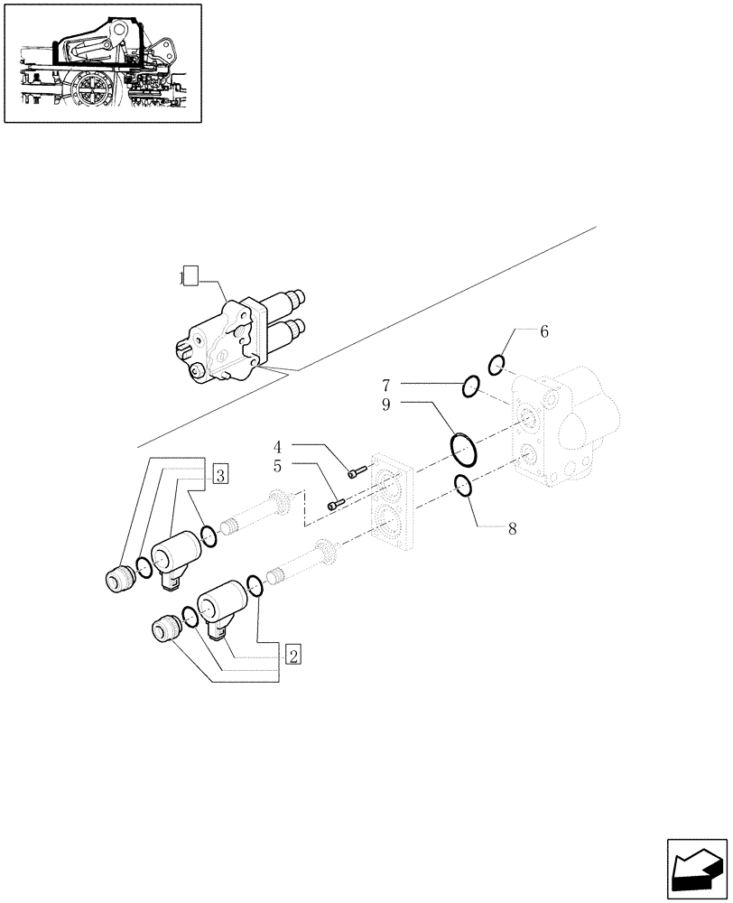 Схема запчастей Case IH JX1100U - (1.82.0/02[04]) - (VAR.250) ELECTRONIC LIFTING - VALVES & PARTS (07) - HYDRAULIC SYSTEM