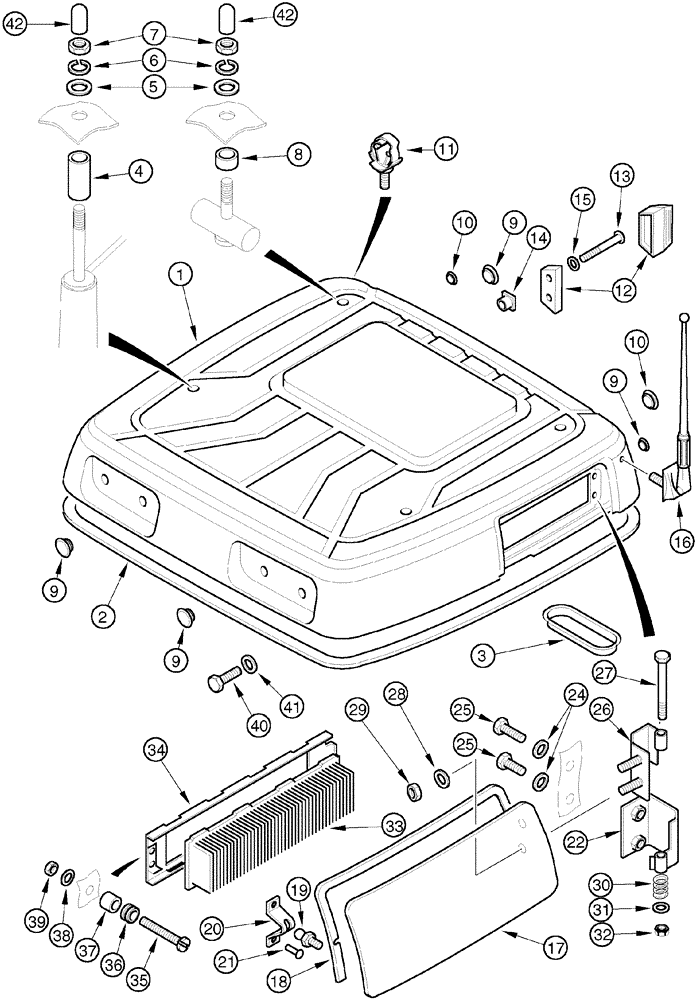 Схема запчастей Case IH MX100C - (09-26) - ROOF WITHOUT HATCH (09) - CHASSIS