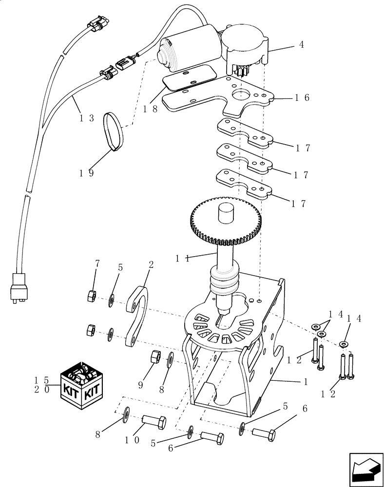 Схема запчастей Case IH 9010 - (55.627.11) - MOTOR, CONCAVE ADJUSTMENT (55) - ELECTRICAL SYSTEMS