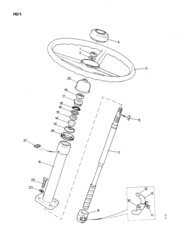 Схема запчастей Case IH 1190 - (H-02) - STEERING COLUMN, MANUAL STEERING (13) - STEERING SYSTEM