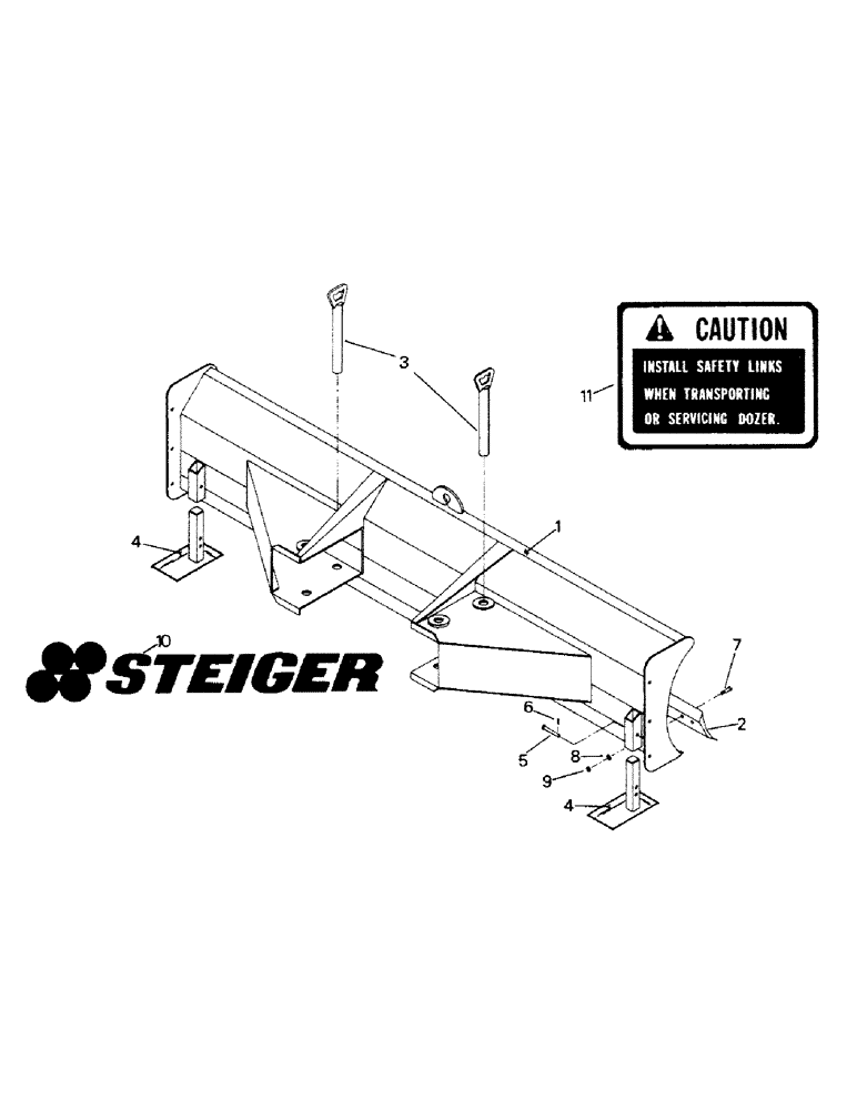 Схема запчастей Case IH STEIGER - (10-13) - MODEL 602 & 605, DOZER BLADE ASSEMBLY Options & Miscellaneous