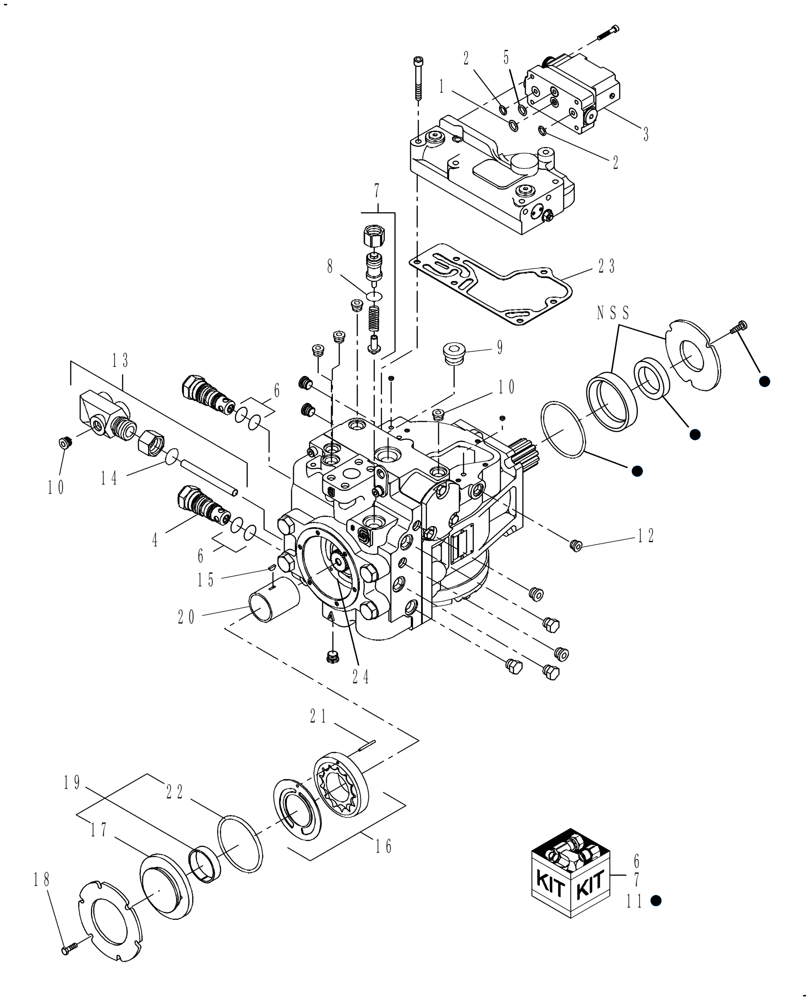 Схема запчастей Case IH WD1903 - (03.07[2]) - PISTON PUMP COMPONENTS (03) - TRANSMISSION