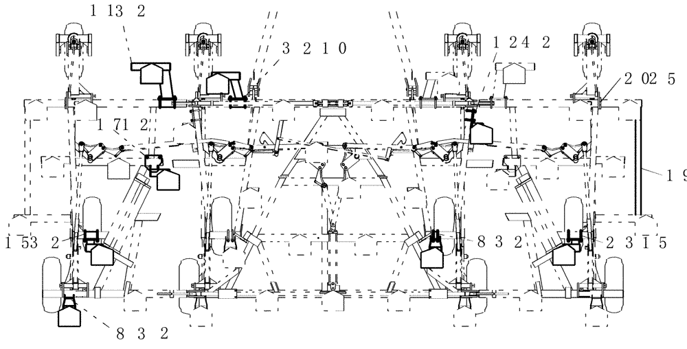 Схема запчастей Case IH 600 - (39.100.19) - ALTERNATE 9" SPACING STUBS FOR AUSTRALIA (39) - FRAMES AND BALLASTING