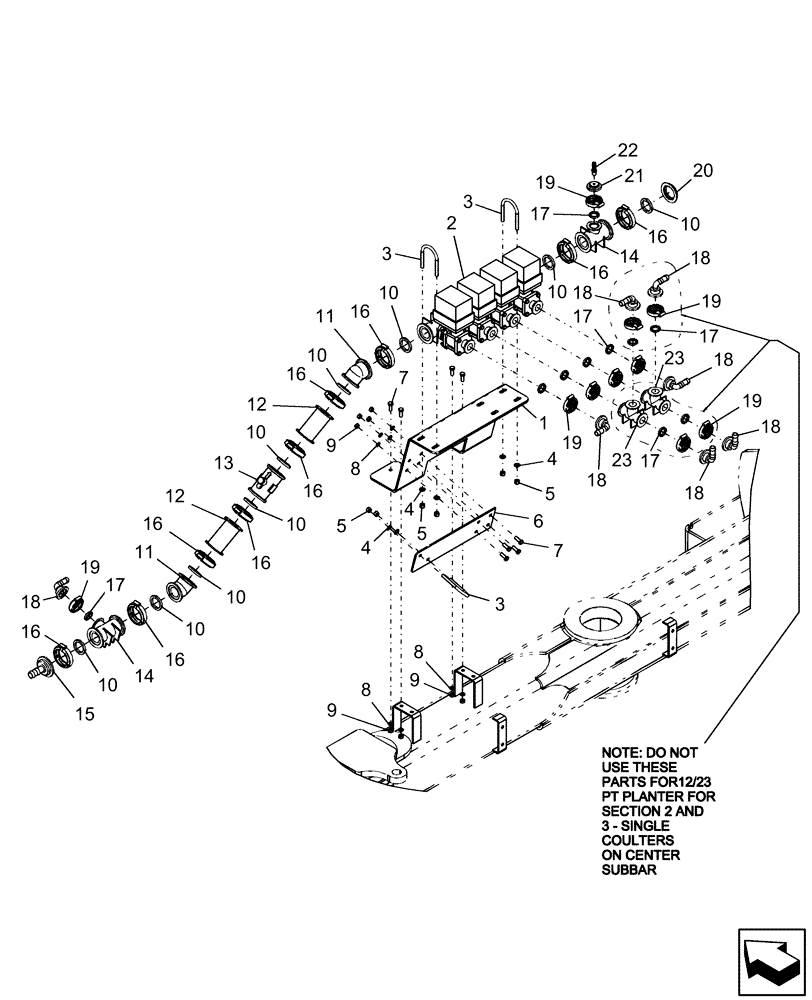 Схема запчастей Case IH 1240 - (75.110.08) - LIQUID FERTILIZER SYSTEM W/TRACTOR MOUNTED TANKS - FITTINGS & VALVES 12/23 ROW, 16/31 ROW & 24 ROW (75) - SOIL PREPARATION