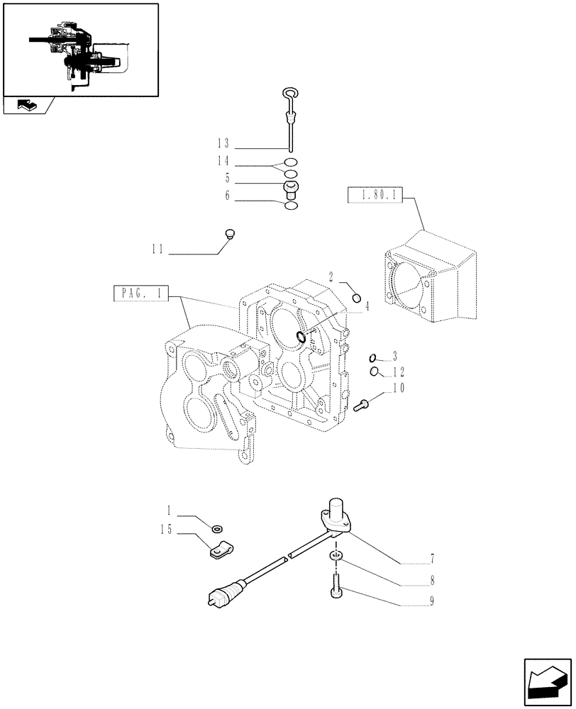 Схема запчастей Case IH FARMALL 95U - (1.80.1/06[02]) - HYDR. 540 POWER TAKE OFF - COVER AND SENSOR (VAR.330727-334727) (07) - HYDRAULIC SYSTEM