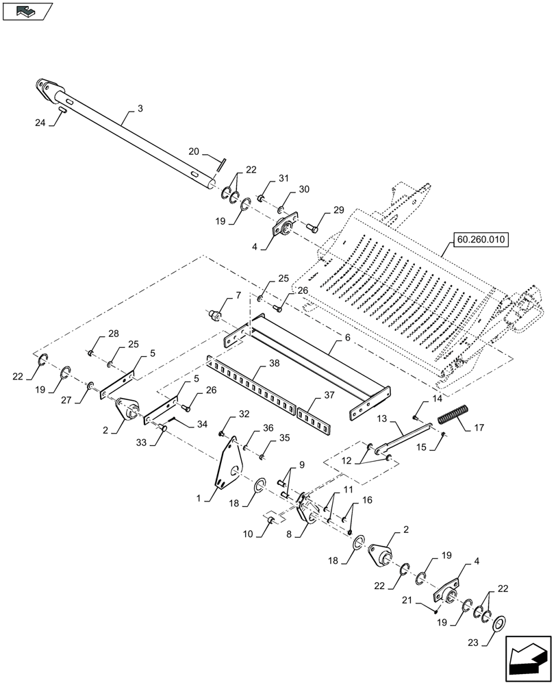 Схема запчастей Case IH LB324R - (60.260.020) - KNIFE DRAWER SHORT CUT, RODS (60) - PRODUCT FEEDING