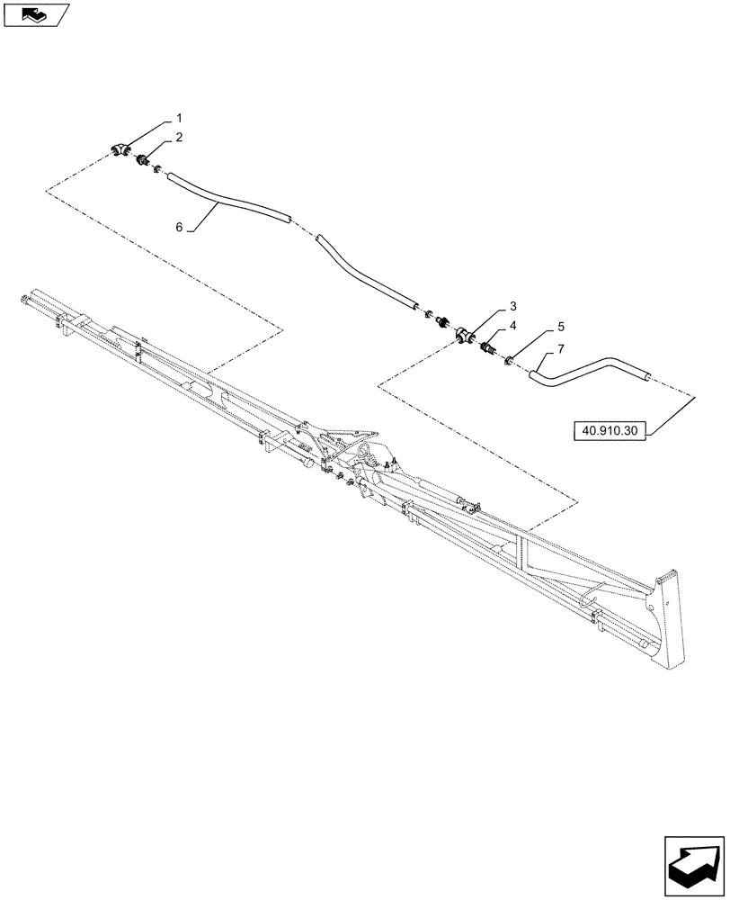 Схема запчастей Case IH 4430 - (40.910.34) - OUTER BOOM PLUMBING, LH/RH, 5-6 SECTION, 100’ BOOM (40 ) - PLUMBING