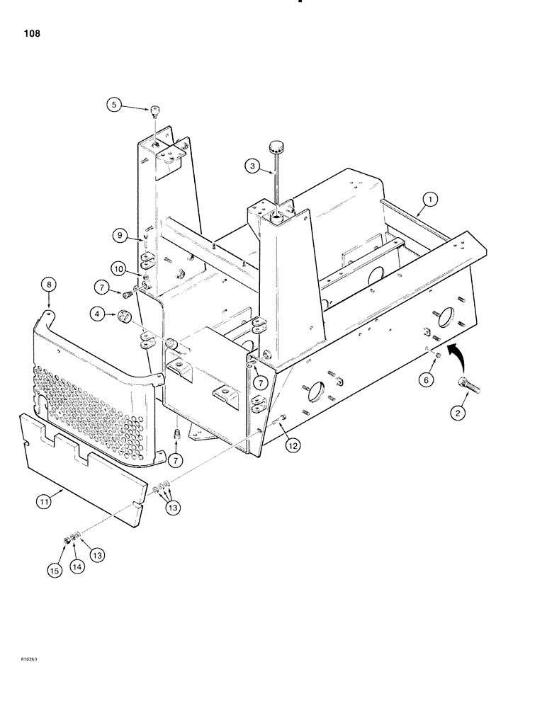 Схема запчастей Case IH 1816C - (108) - MAIN FRAME, COUNTERWEIGHTS, AND REAR GUARD (09) - CHASSIS/ATTACHMENTS