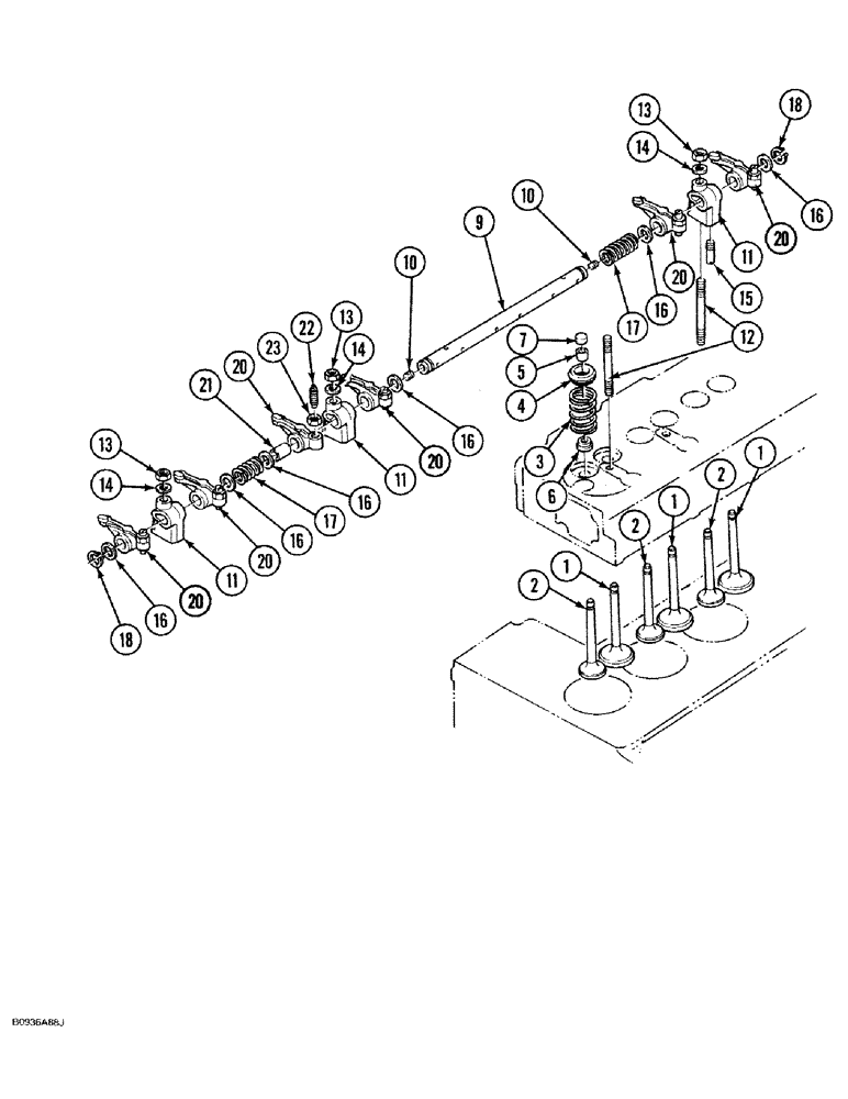 Схема запчастей Case IH 1818 - (2-28) - VALVE MECHANISM AND ROCKER ARM, DIESEL MODELS (02) - ENGINE