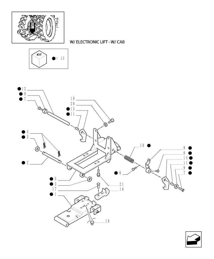 Схема запчастей Case IH MXU100 - (1.89.3/02[01]) - (VAR.929) AUTOMATIC HITCH - (WITH 2 ADDITIONAL JACKS) - TOW HOOK (09) - IMPLEMENT LIFT