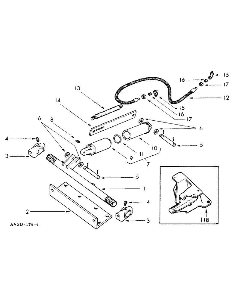 Схема запчастей Case IH FU-267D - (208) - FRONT LIFT CYLINDER EQUIPMENT, FARMALL F-267 D AND UTILITY FU- 267 D (08) - HYDRAULICS