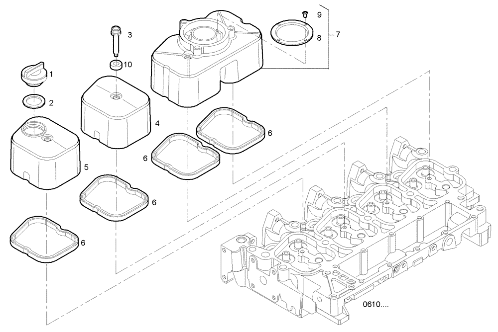 Схема запчастей Case IH F4BE0484F D601 - (0630.005) - CYL. HEAD COVERS 