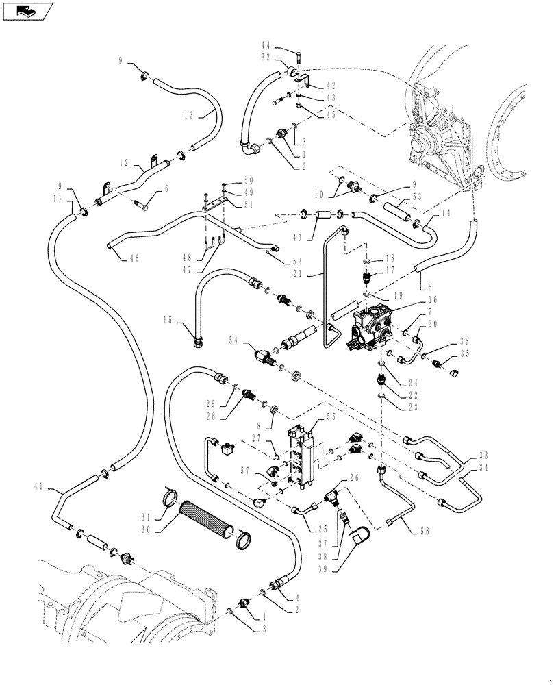 Схема запчастей Case IH STX425 - (08-05[01]) - 400 SERIES AXLE HYDRAULICS - LUBRICATION CIRCUIT, BTW JEE0102001 & JEE0106701 (08) - HYDRAULICS