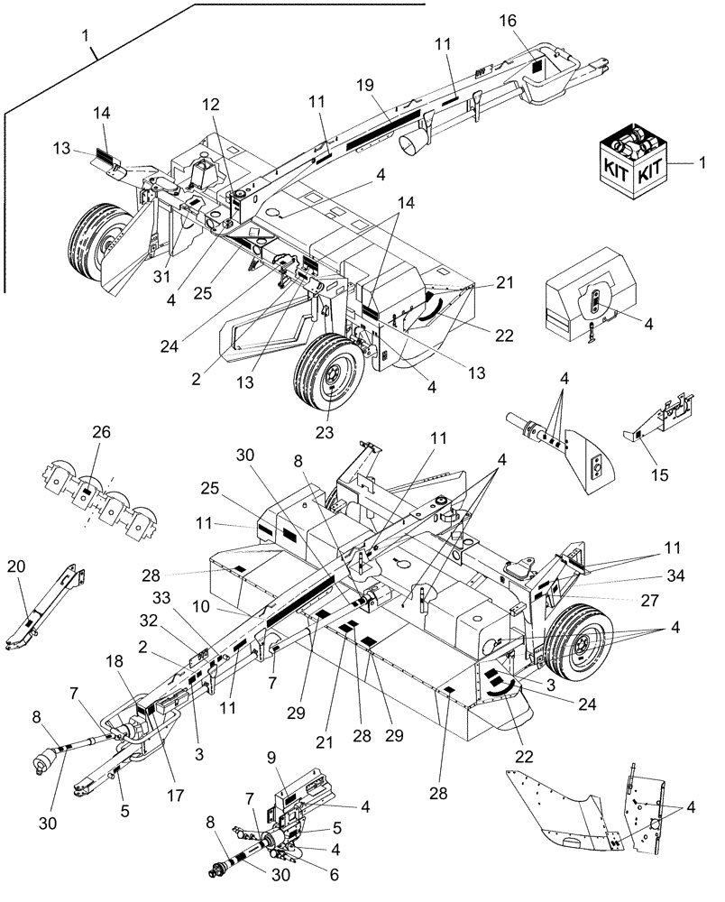 Схема запчастей Case IH DC132F - (08.07) - DECALS, STANDARD & SWIVEL TONGUE MODELS (08) - SHEET METAL