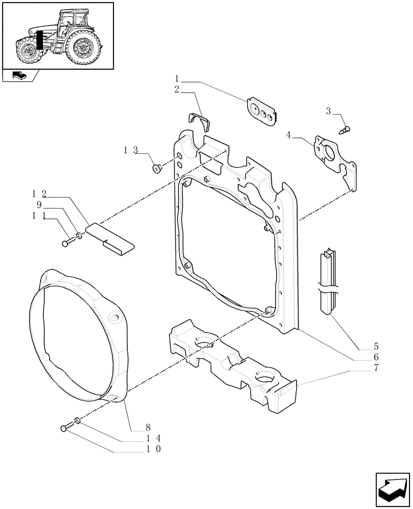 Схема запчастей Case IH FARMALL 85U - (1.17.5) - RADIATOR PROTECTIVE SEALS - CONVEYOR, GUARDS (02) - ENGINE EQUIPMENT