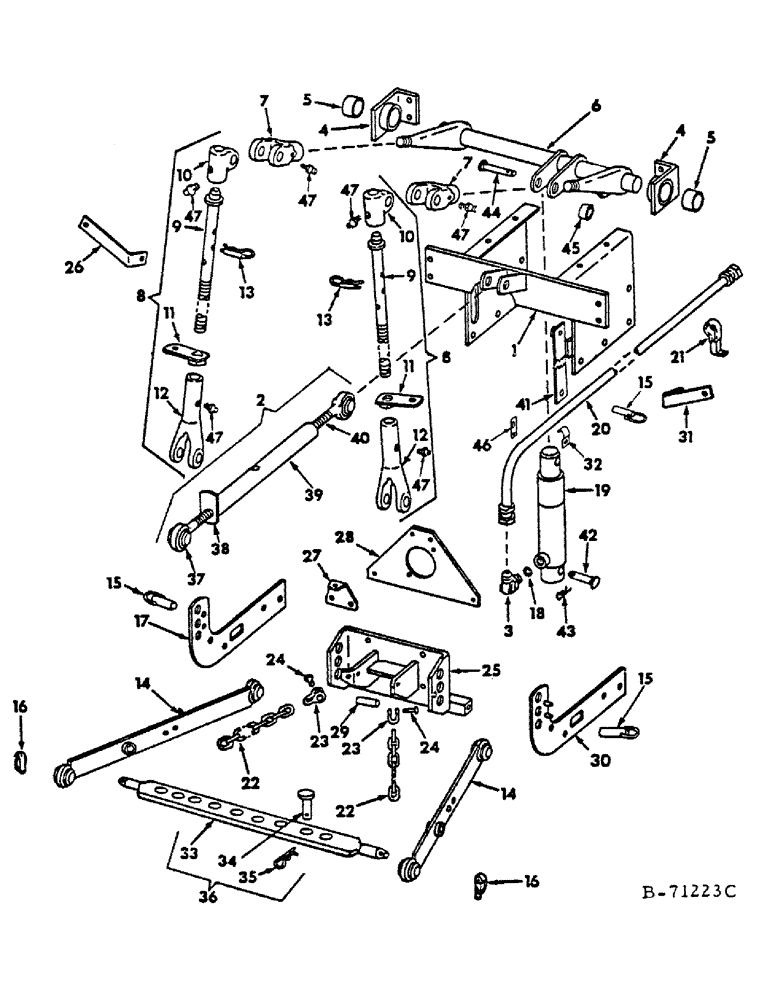 Схема запчастей Case IH 184 - (09-05) - FRAME, THREE POINT HITCH, TRACTORS WITH HYDRAULIC LIFT (12) - FRAME