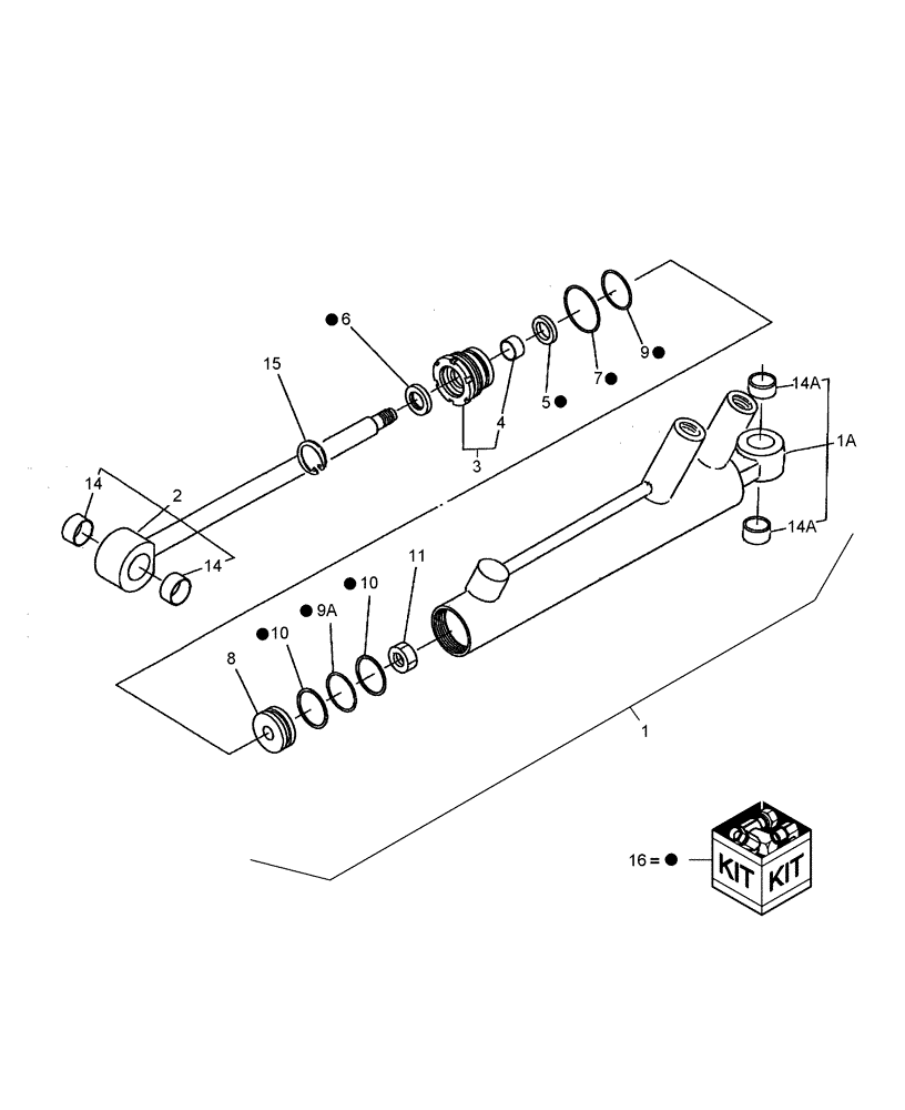 Схема запчастей Case IH DX48 - (04.02.01) - HYDRAULIC CYLINDER W/FWD (04) - FRONT AXLE & STEERING